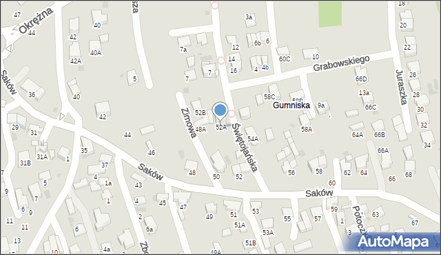 Tarnów, Braci Saków, 52A, mapa Tarnów