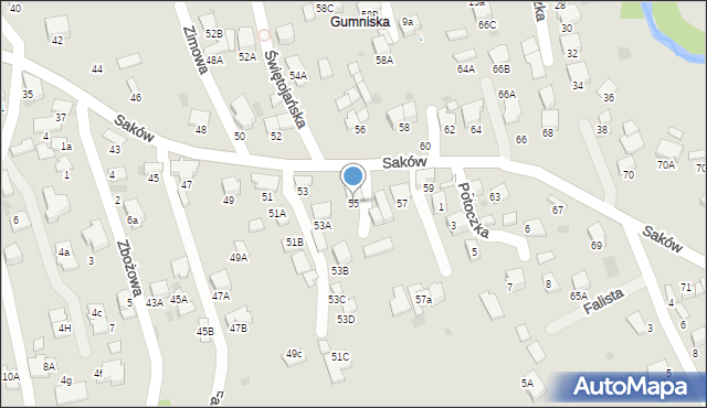 Tarnów, Braci Saków, 55, mapa Tarnów