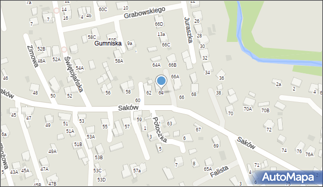 Tarnów, Braci Saków, 64, mapa Tarnów