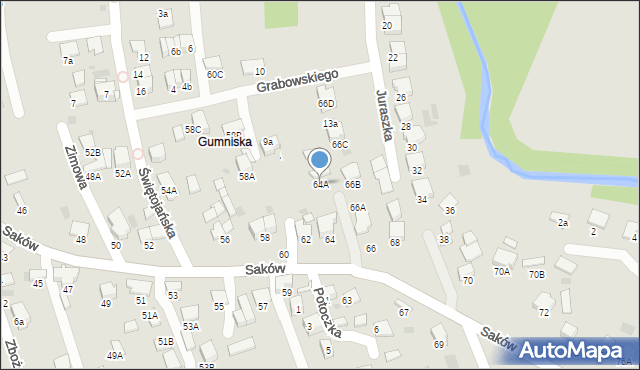 Tarnów, Braci Saków, 64A, mapa Tarnów