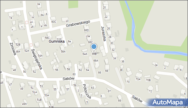 Tarnów, Braci Saków, 66B, mapa Tarnów