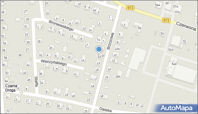 Tarnów, Brzozowa, 11, mapa Tarnów