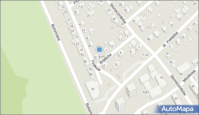 Tarnowskie Góry, Bratków, 9, mapa Tarnowskie Góry