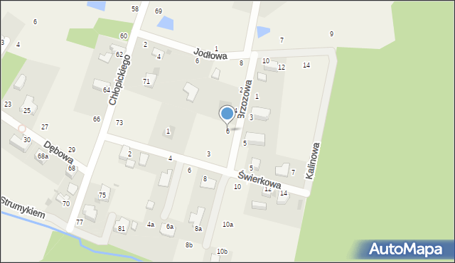Tenczynek, Brzozowa, 6, mapa Tenczynek