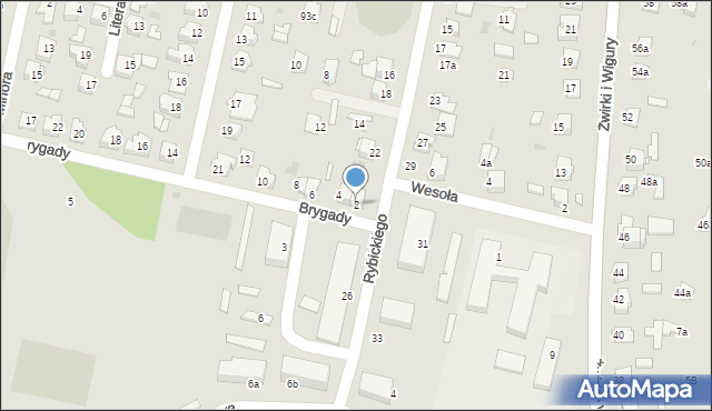 Tomaszów Lubelski, Brygady, 2, mapa Tomaszów Lubelski