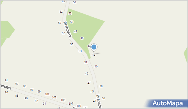 Tomaszowice, Brzozowa, 42, mapa Tomaszowice