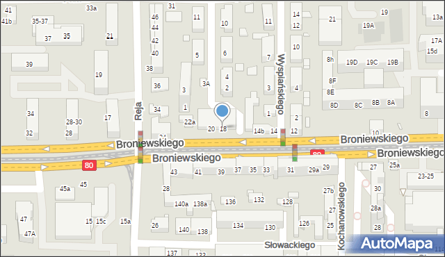 Toruń, Broniewskiego Władysława, 18, mapa Torunia
