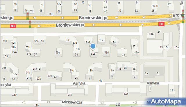 Toruń, Broniewskiego Władysława, 51c, mapa Torunia