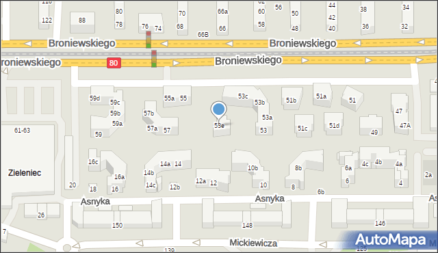 Toruń, Broniewskiego Władysława, 53e, mapa Torunia