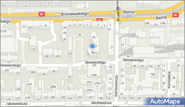 Toruń, Broniewskiego Władysława, 5f, mapa Torunia