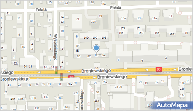 Toruń, Broniewskiego Władysława, 8B, mapa Torunia