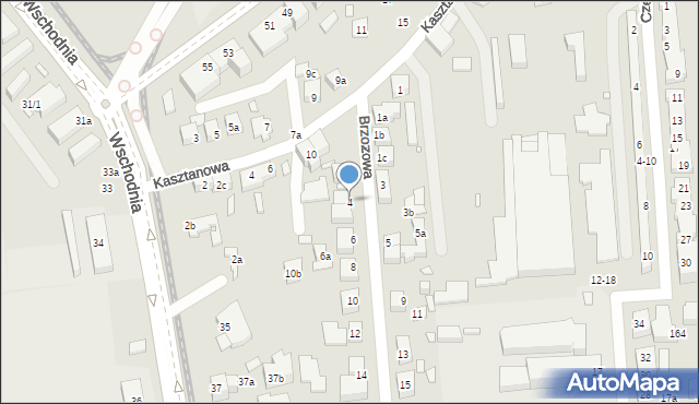 Toruń, Brzozowa, 4, mapa Torunia