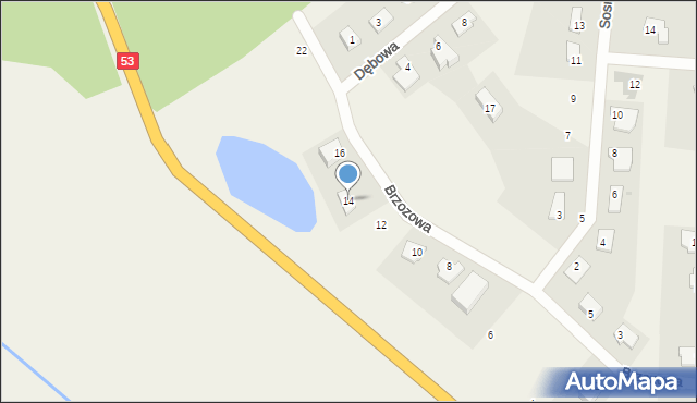 Trękusek, Brzozowa, 14, mapa Trękusek