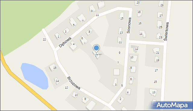 Trękusek, Brzozowa, 17, mapa Trękusek