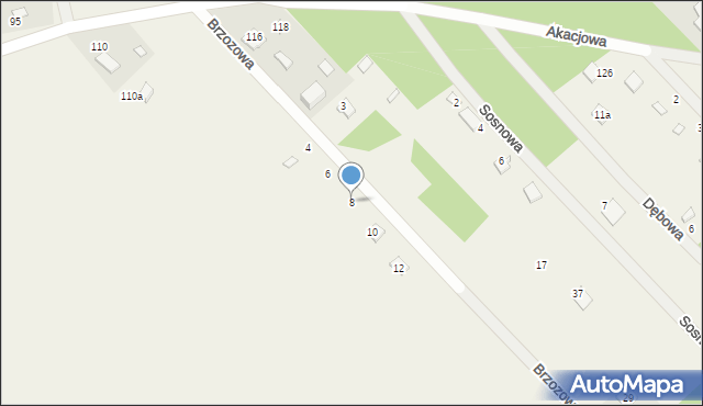 Troniny, Brzozowa, 8, mapa Troniny