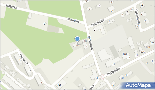 Tur, Brzozowa, 1A, mapa Tur