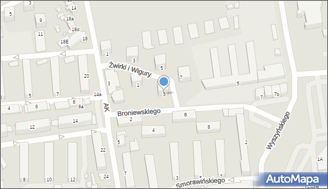 Turek, Broniewskiego Władysława, 3, mapa Turka