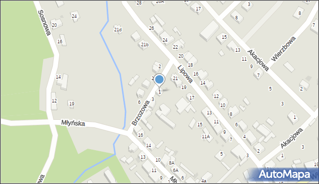 Twardogóra, Brzozowa, 1, mapa Twardogóra