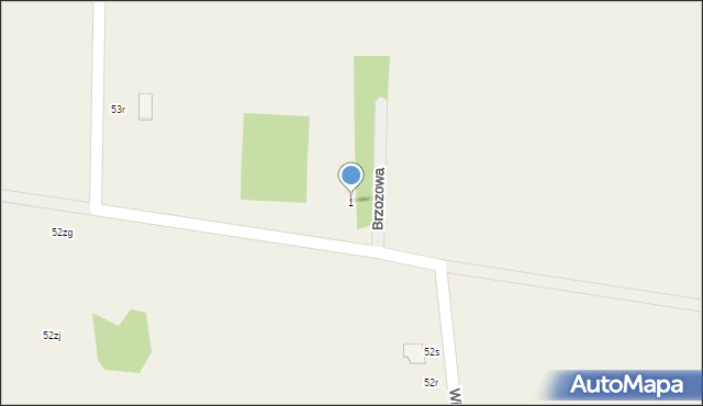 Tyborów, Brzozowa, 1, mapa Tyborów