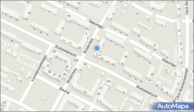 Tychy, Braterska, 2, mapa Tychów