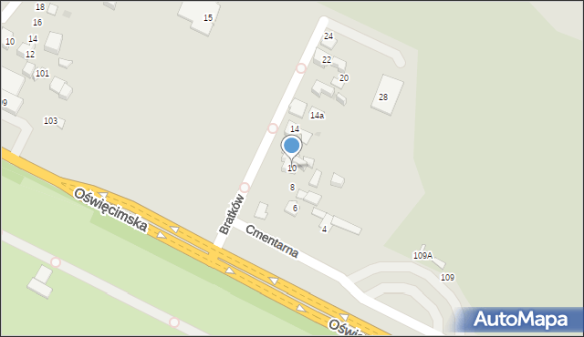 Tychy, Bratków, 10, mapa Tychów
