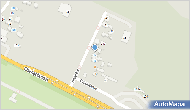 Tychy, Bratków, 12, mapa Tychów