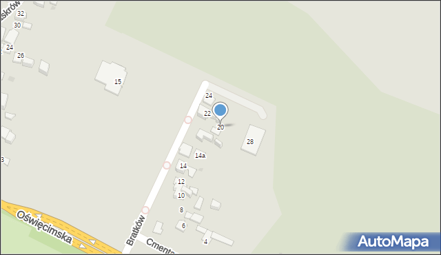 Tychy, Bratków, 20, mapa Tychów