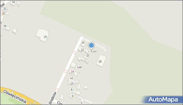 Tychy, Bratków, 26, mapa Tychów