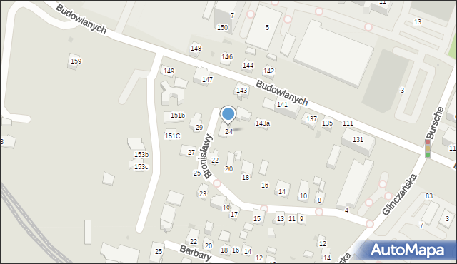 Tychy, Bronisławy, 24, mapa Tych&oacute;w