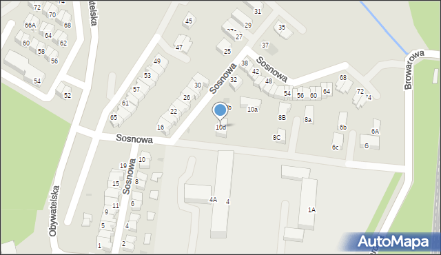 Tychy, Browarowa, 10d, mapa Tychów