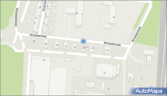 Tychy, Browarowa, 18, mapa Tych&oacute;w