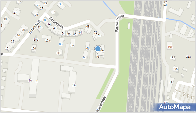 Tychy, Browarowa, 6, mapa Tychów