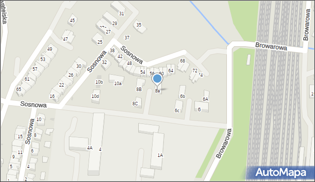 Tychy, Browarowa, 8a, mapa Tychów