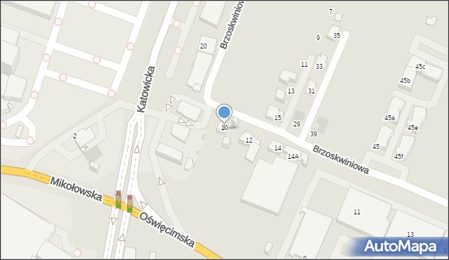 Tychy, Brzoskwiniowa, 10, mapa Tychów