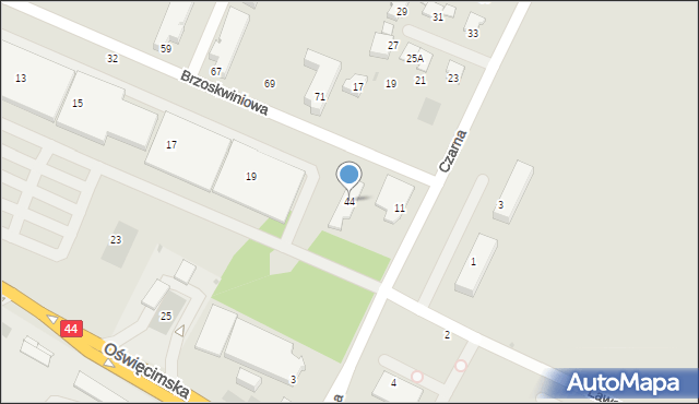 Tychy, Brzoskwiniowa, 44, mapa Tychów