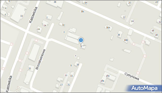 Tychy, Brzoskwiniowa, 5, mapa Tychów