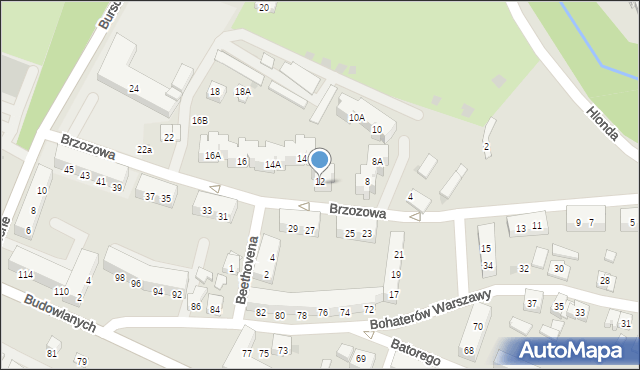 Tychy, Brzozowa, 12, mapa Tychów