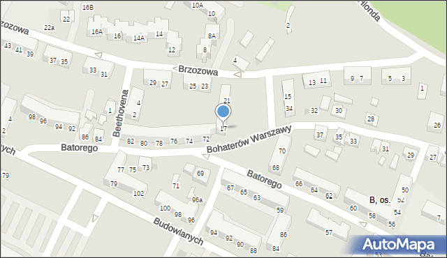 Tychy, Brzozowa, 17, mapa Tychów