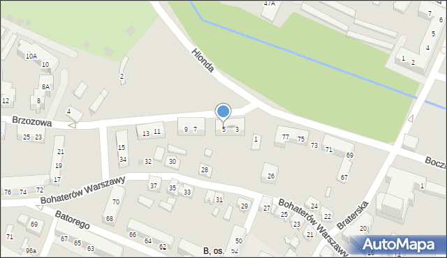 Tychy, Brzozowa, 5, mapa Tychów