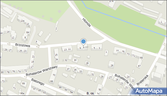 Tychy, Brzozowa, 7, mapa Tychów