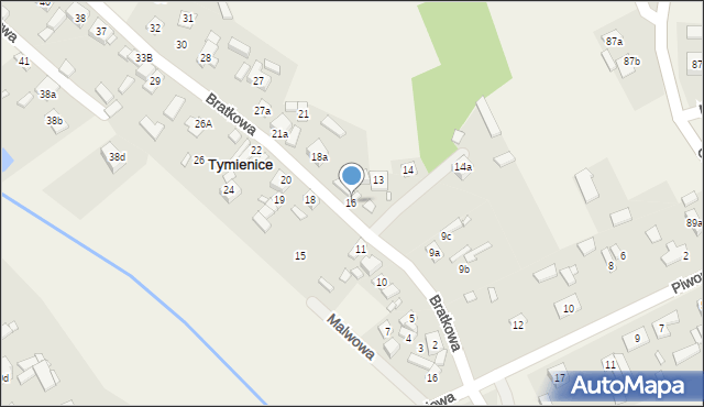 Tymienice, Bratkowa, 16, mapa Tymienice
