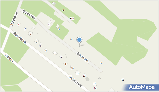 Udrzyn, Brzozowa, 7, mapa Udrzyn