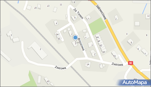 Uniegoszcz, Brzozowa, 1, mapa Uniegoszcz