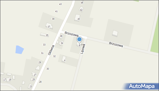 Wądoły, Brzozowa, 4, mapa Wądoły