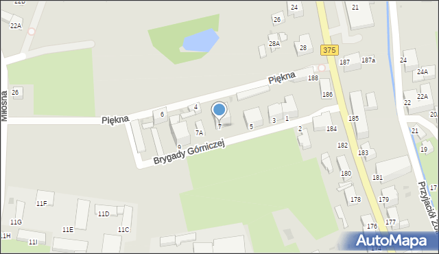 Wałbrzych, Brygady Górniczej, 7, mapa Wałbrzycha