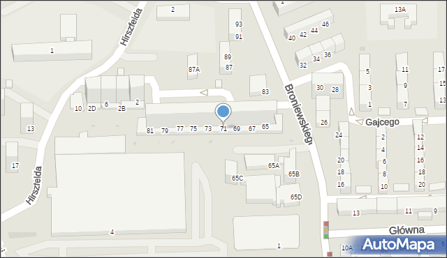 Wałbrzych, Broniewskiego Władysława, 71, mapa Wałbrzycha