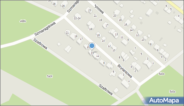 Wałcz, Brylantowa, 13, mapa Wałcz