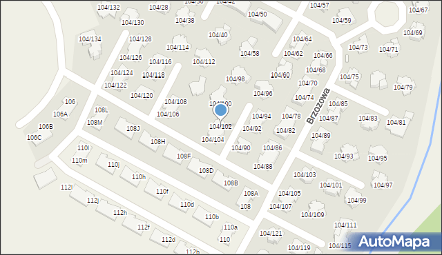 Walendów, Brzozowa, 104/102, mapa Walendów