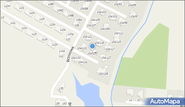 Walendów, Brzozowa, 104/125, mapa Walendów