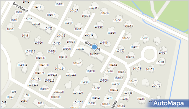 Walendów, Brzozowa, 104/50, mapa Walendów